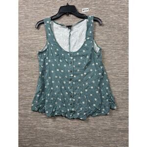 Torrid Challis Fit and Flare Tank Womens Size 00 (10) Green & White Stretch